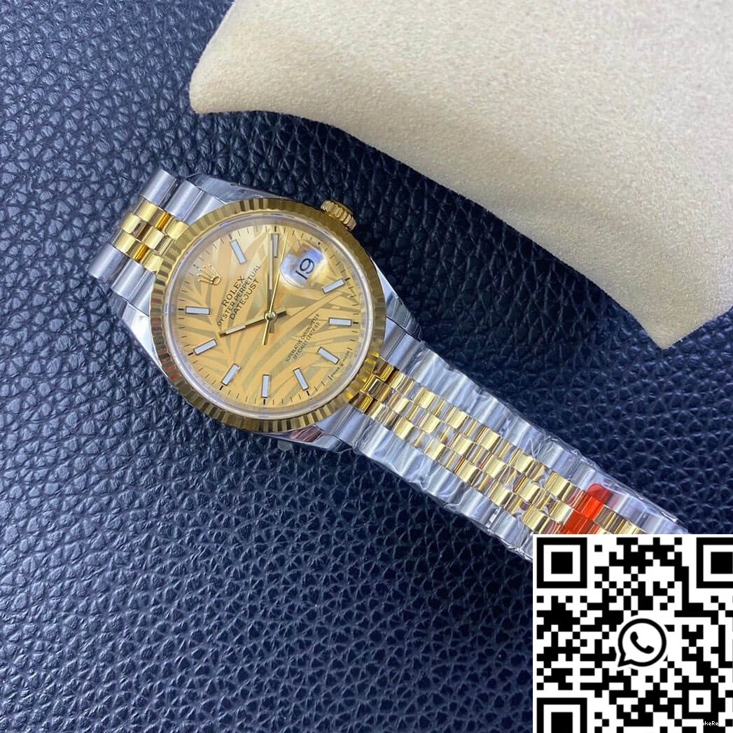 Golden Dial Pattern Palm Leaf Datejust Factory EW Rolex M126233-0037 0429